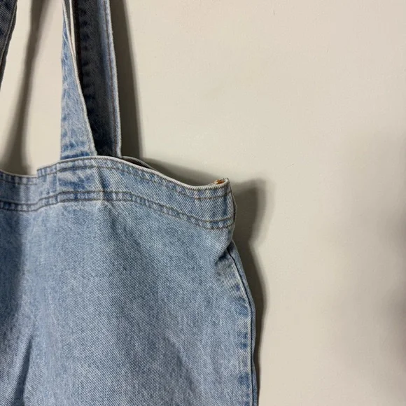 Vintage Denim Jean oversized Distressed Tote Bag Arizona Cactus - Picture 9 of 11